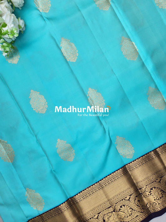 KANCHI BUTTA BORDER SAREE TEAL WINE