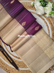 STRIPES BUTTA SOFT SILK SAREE WINE CREAM