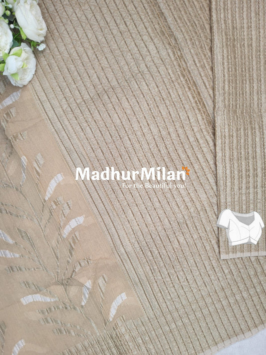 CRUSHED KORA COTTON SAREE BEIGE