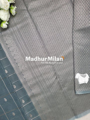 KOVAI CHECKS BUTTA SILK COTTON SAREE DUSTY GREY