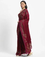 Empress Embroidered Saree Red