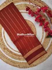 MAYRA BANARASI CREPE BENTEX BORDER GOLD JARI SAREE BRICK RED
