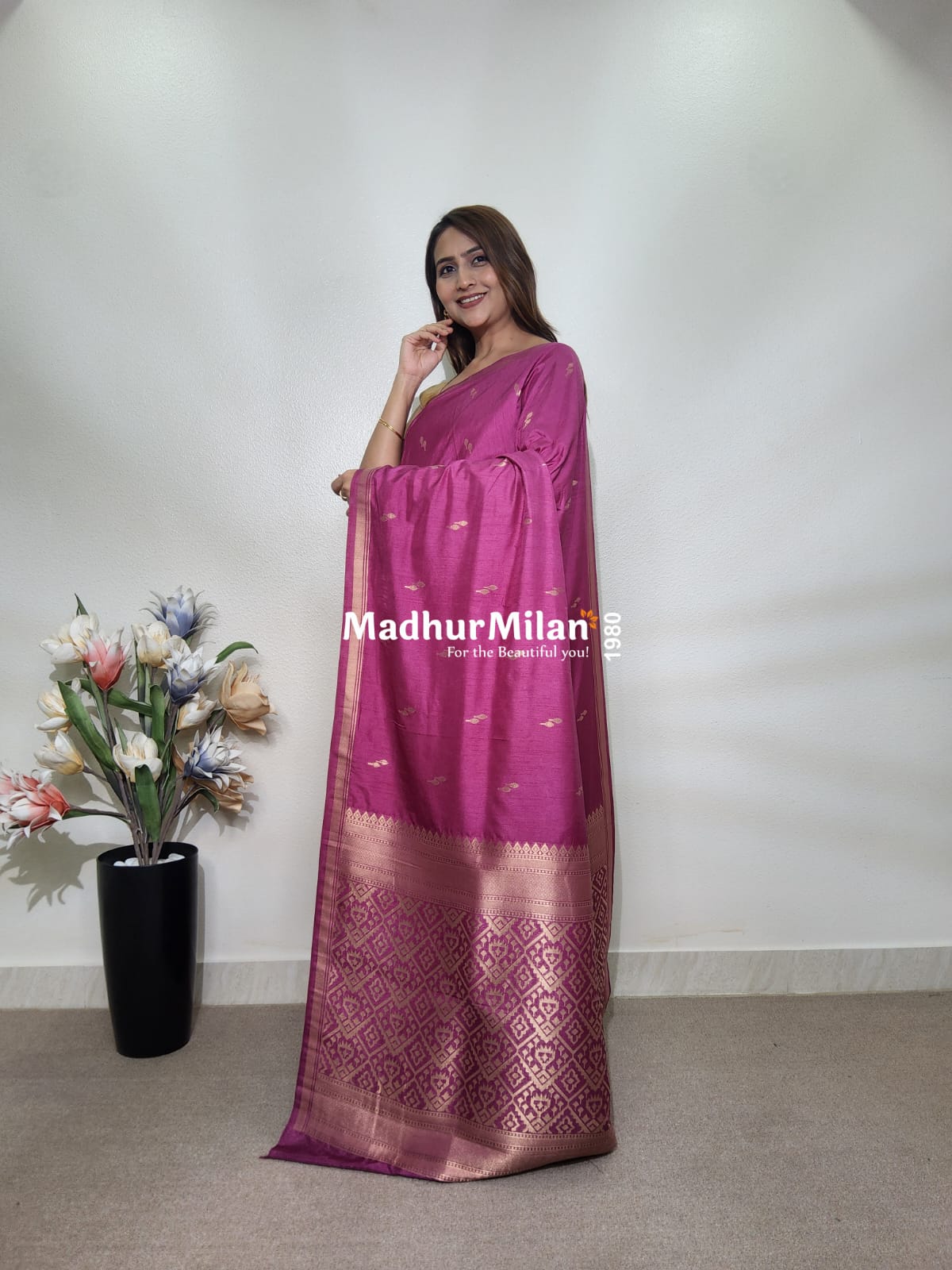 TULSI MALAI SILK SAREE ONION PINK