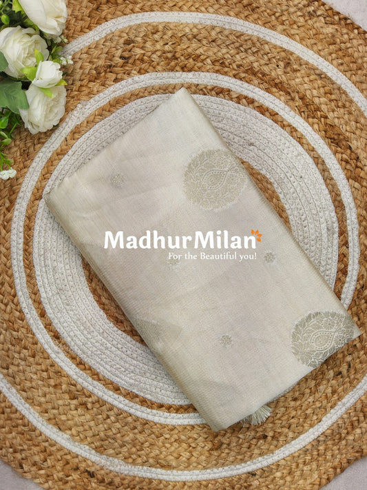 RESHAM SILK WEAVING SAREE CREAM