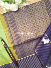 STRIPES BORDER BUTTA SOFT SILK SAREE PISTA PURPLE