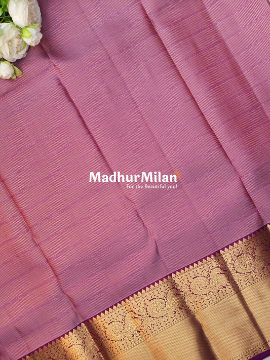 KANCHI STRIPES BUTTA BORDER SAREE PINK MAGENTA