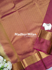 KORVAI BUTTA BORDER LINES BORDER SAREE CREAM DUSTY MAUVE