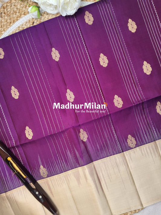 STRIPES BUTTA SOFT SILK SAREE WINE CREAM