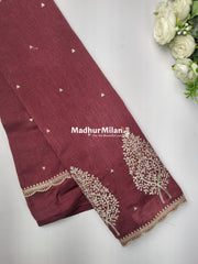 KUSHI SILK EMBROIDERY WORK SAREE BLUSH