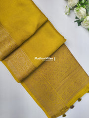 BANARASI BAMBO0 RAW SILK SAREE LEMON YELLOW