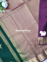 KANCHI BUTTA BORDER SAREE GREEN WINE