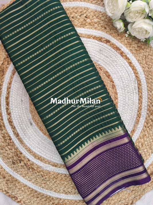 SEMI MYSORE CREPE SAREE GREEN