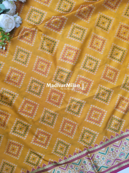 PATOLA SOFT SILK SAREE YELLOW