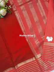 8 LINE BORDER ASSAM SILK SAREE RED PEACH