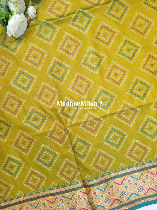 PATOLA SOFT SILK SAREE LEMON YELLOW