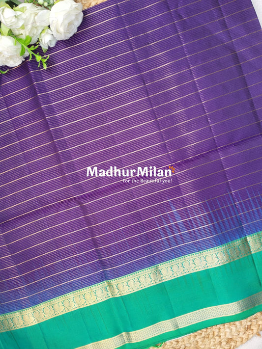 BENTEX BORDER LINES BODY SOFT SILK SAREE PURPLE RAMA