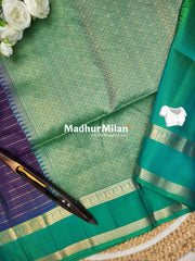 BENTEX BORDER LINES BODY SOFT SILK SAREE PURPLE RAMA