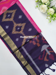 RUBY PATTOLA SILK TISSUE BORDER PINK PURPLE