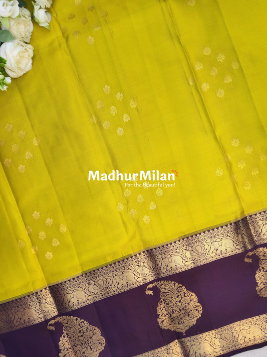 KANCHI BUTTA BENTEX BORDER SAREE LEMON WINE