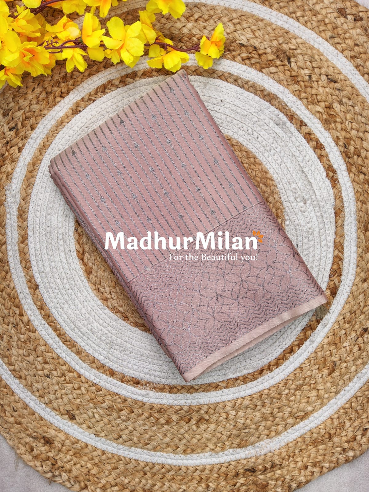 RUBY TUSSER SILK SAREE DUSTY PINK RAMA
