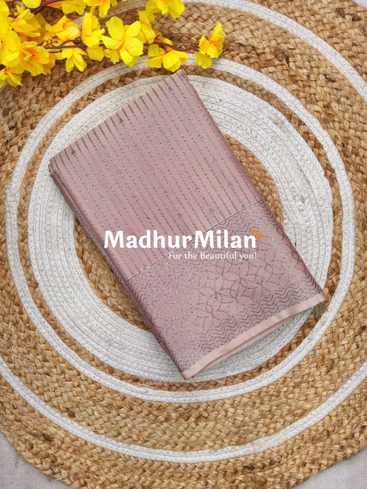 RUBY TUSSER SILK SAREE DUSTY PINK RAMA