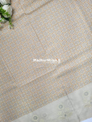 SEMI TUSSER EMBROIDERY BORDER SAREE YELLOW