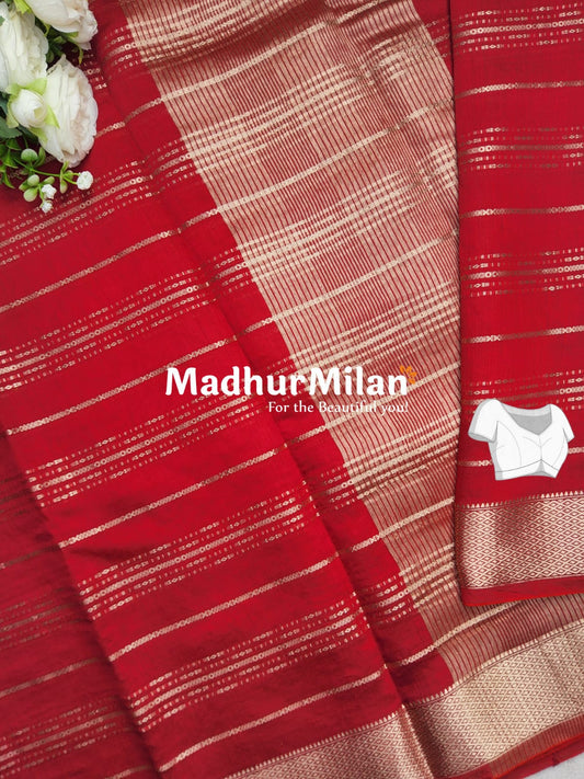 ASSAM SILK STRIPES SAREE PINK