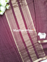 ASSAM SILK MINI CHECKS SAREE WINE