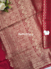 MAYA BANARASI RUSSIAN CREPE SAREE PINK