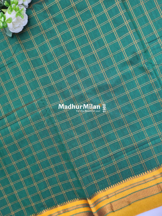 ILKAL BOX CHECKS SAREE GREEN