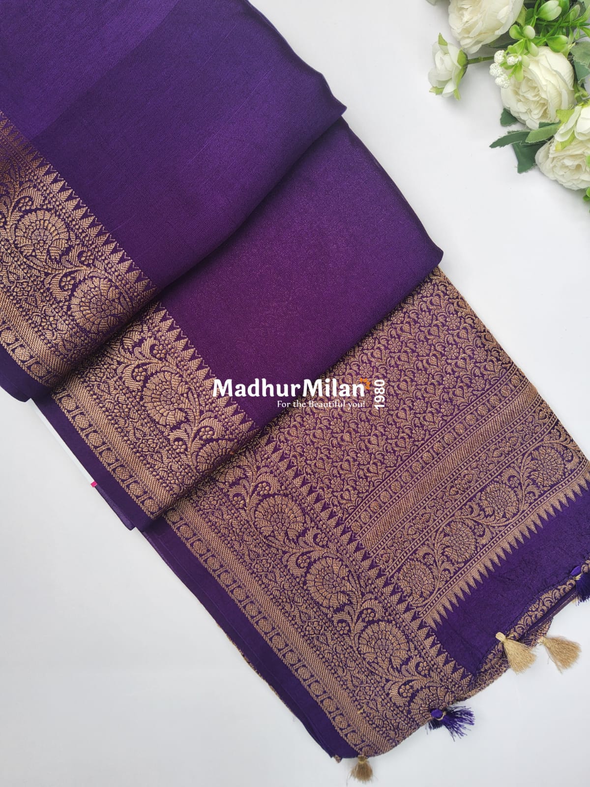 BANARASI BAMBO0 RAW SILK SAREE PURPLE