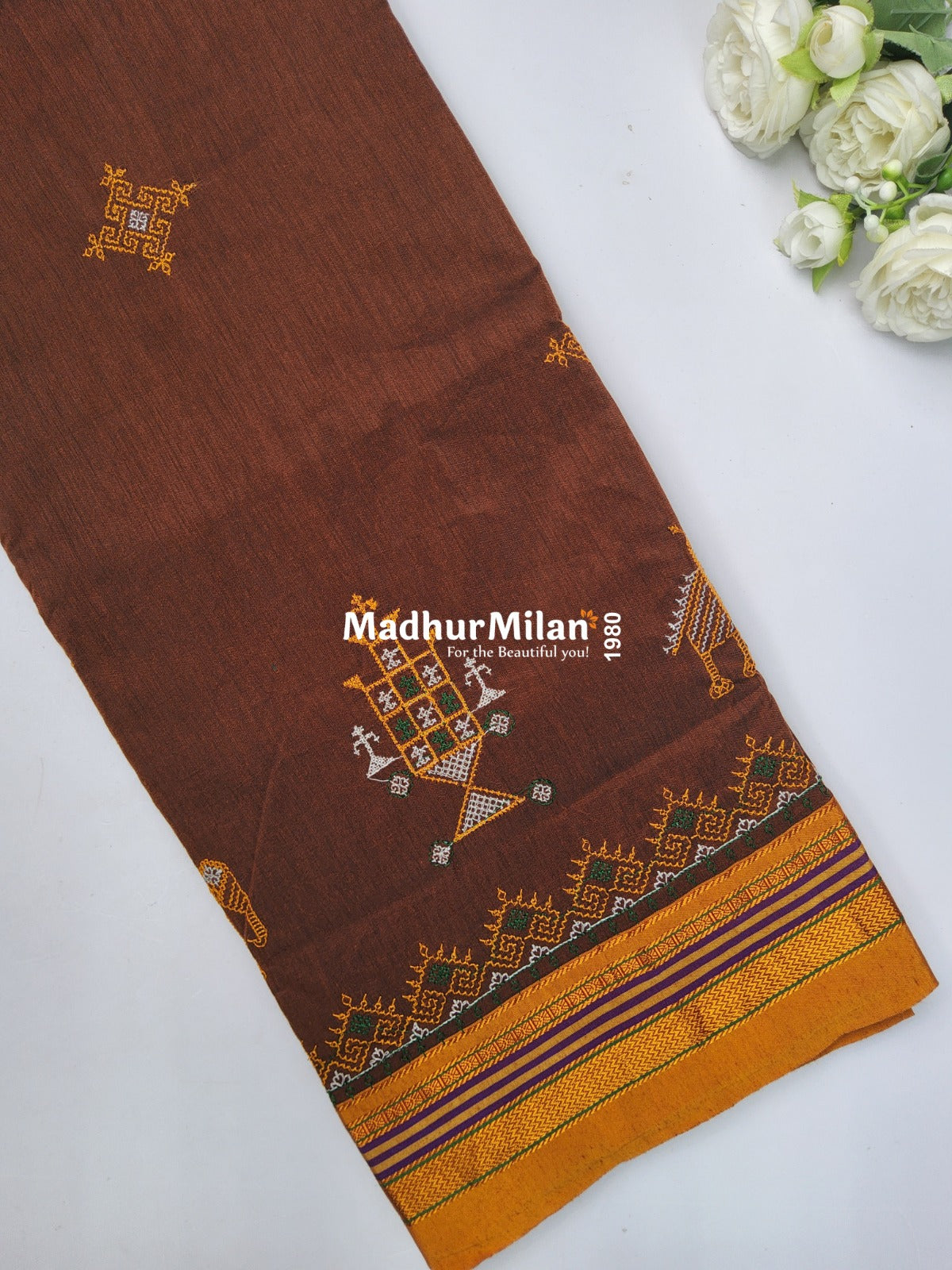 ILKAL ELEPHANT KASUTHI WORK SAREE RUST