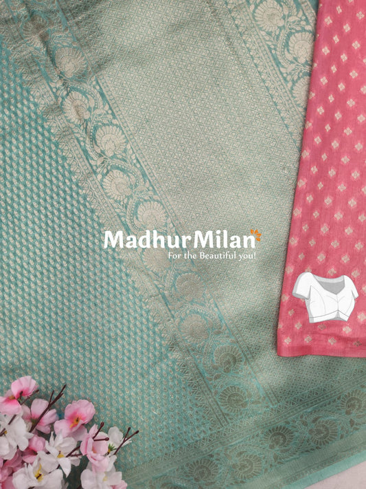 BANARASI SEMI GEORGETTE SAREE DUSTY RAMA