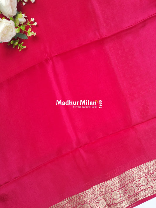 MAYA BANARASI RUSSIAN CREPE SAREE PINK