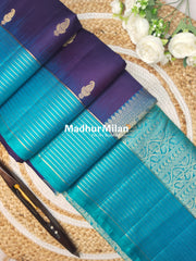 STRIPES BORDER BUTTA SOFT SILK SAREE PURPLE RAMA