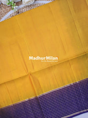 CHECKS BORDER SOFT SILK SAREE YELLOW PURPLE