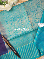 STRIPES BORDER BUTTA SOFT SILK SAREE PURPLE RAMA