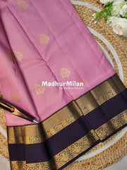 KANCHI CHECKS BUTTA BENTEX BORDER SAREE PINK BROWN