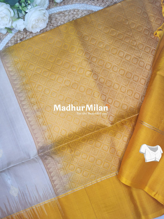 UPPADA SOFT SILK SAREE BEIGE YELLOW