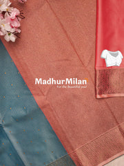 RUBY TUSSER SILK SAREE DUSTY RAMA ONION