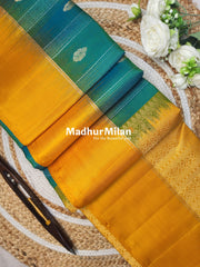 STRIPES BUTTA SOFT SILK SAREE RAMA YELLOW