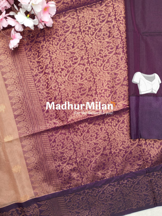 KOVAI SILK COTTON SAREE DUSTY ROSE WINE BORDER