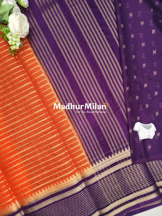 SEMI MYSORE CREPE SAREE ORANGE