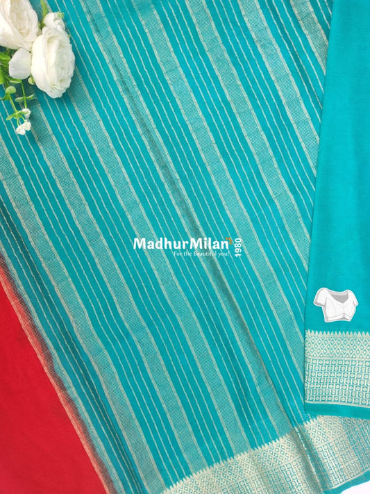 SEMI CREPE SILK SAREE RED RAMA