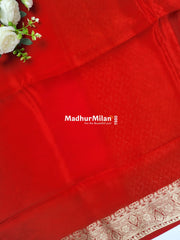 MAYA BANARASI RUSSIAN CREPE SAREE RED
