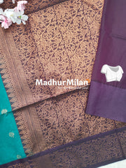 KOVAI SILK COTTON SAREE TEAL WINE BORDER