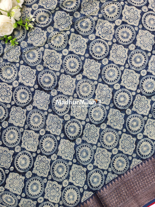 BLUE LOOM CHANDERI SAREE BLUE