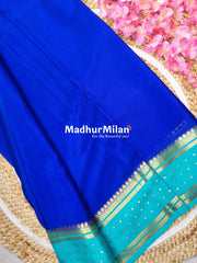 BENTEX BUTTA BORDER PURE CREPE SILK SAREE ROYAL BLUE TEAL