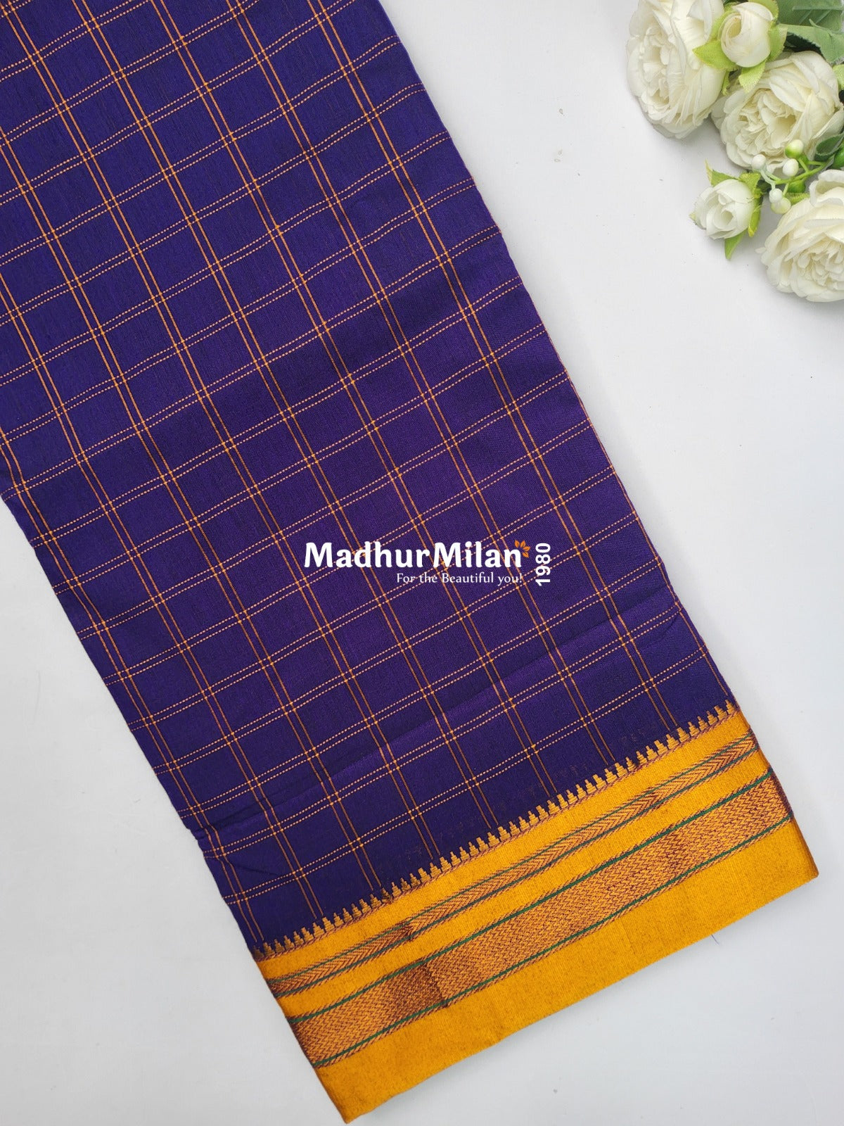 ILKAL BOX CHECKS SAREE PURPLE