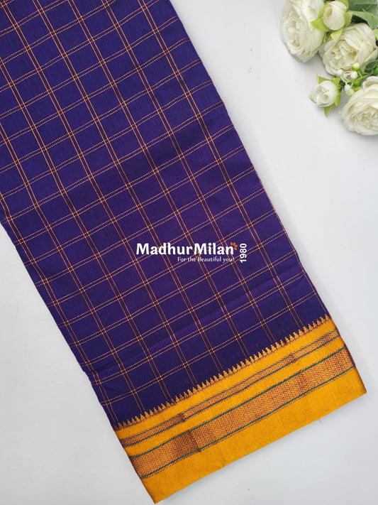 ILKAL BOX CHECKS SAREE PURPLE